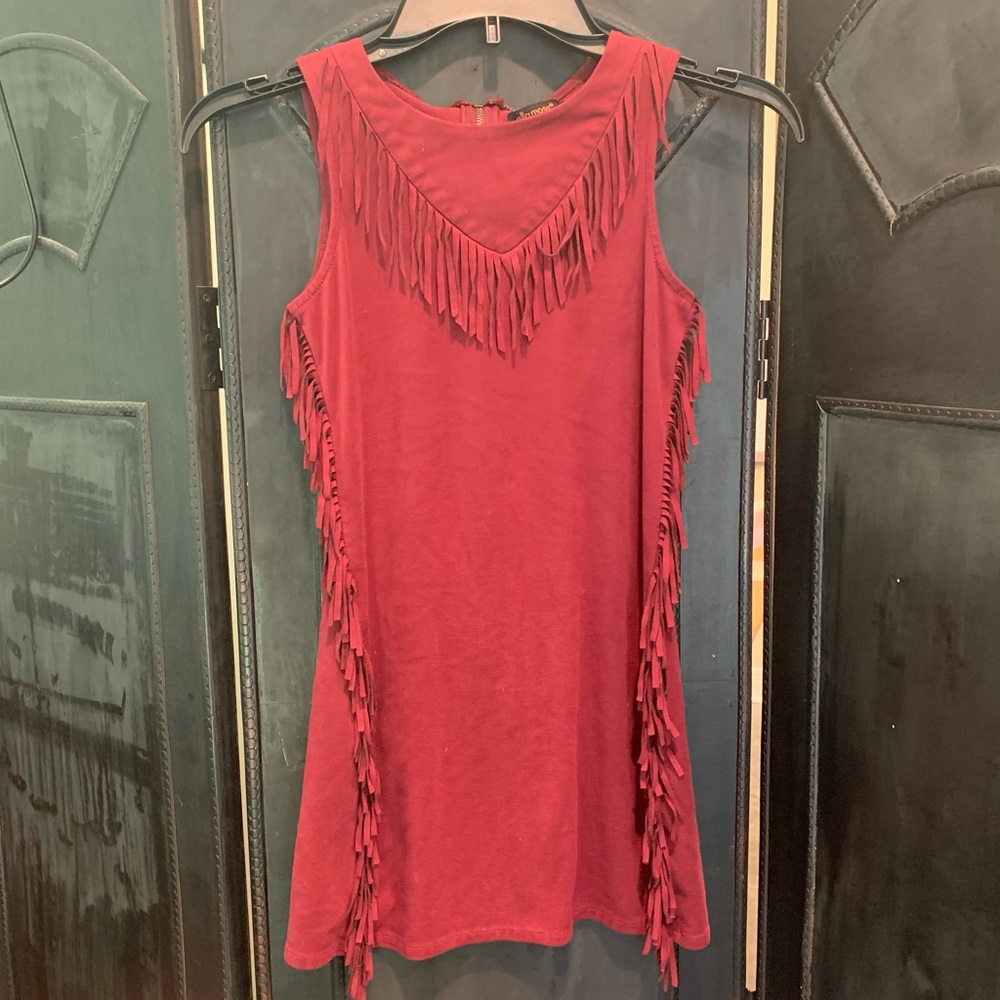Girls Faux Suede Fringe Dress